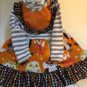 12M GUC Ricrac And Ruffles Halloween Owl Dress